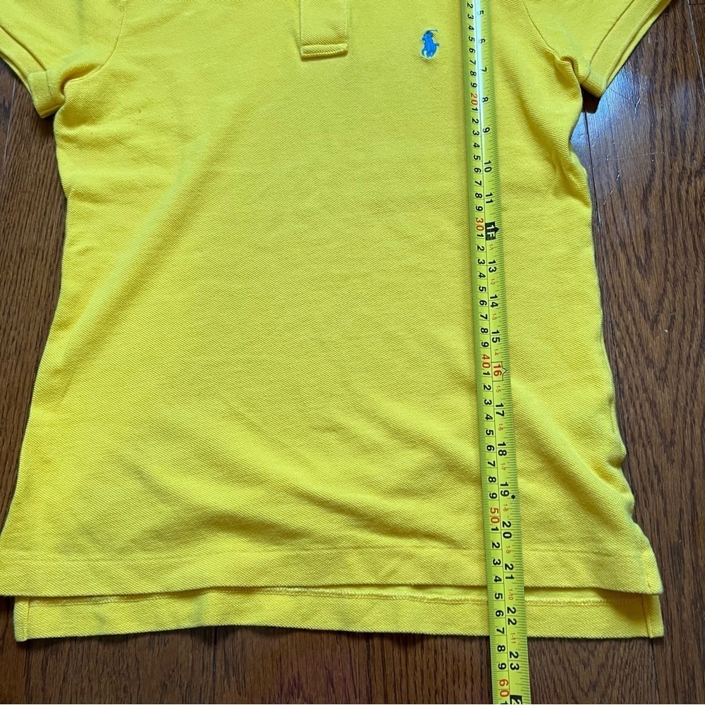 Polo Ralph Lauren Yellow Collared Logo Skinny Polo Short Sleeve T-Shirt - Sz S - Picture 11 of 11